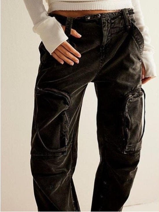 Free People Pants - We The Free Can’t Compare Slouch Pants Jeans Cargo Distressed Faded Black